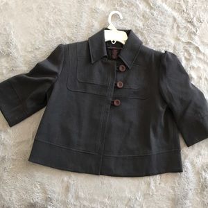 Womens Short Button-Front Jacket in Charcoal